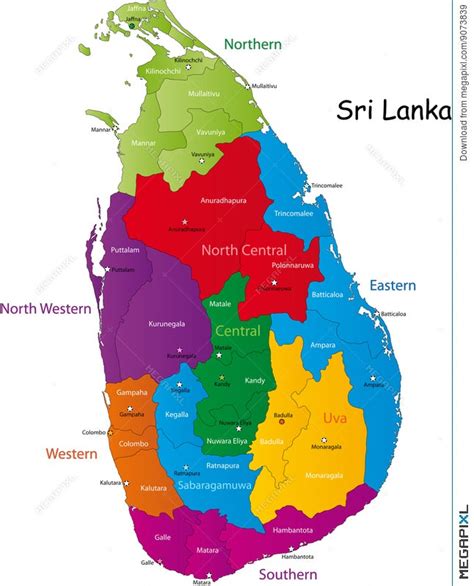 District Sri Lanka Map Outline