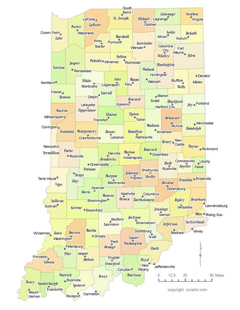 Indiana State Map With Cities And Counties Table Rock Lake Map
