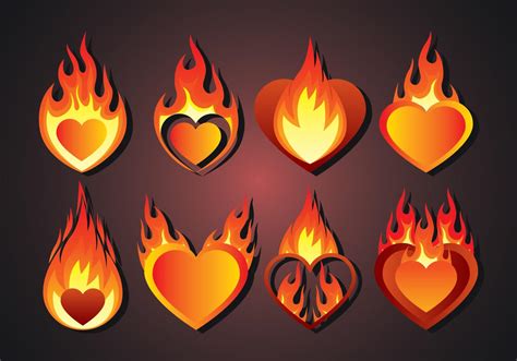 Flaming Heart Vector Set 173929 Vector Art At Vecteezy