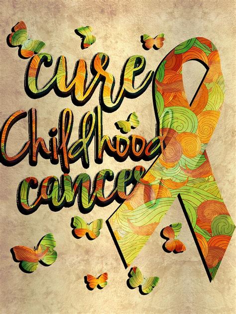 Vintage Cure Childhood Cancer With Gold Ribbon Digital Art By Clint