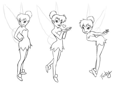Three Cartoon Tinkerbells With Different Poses