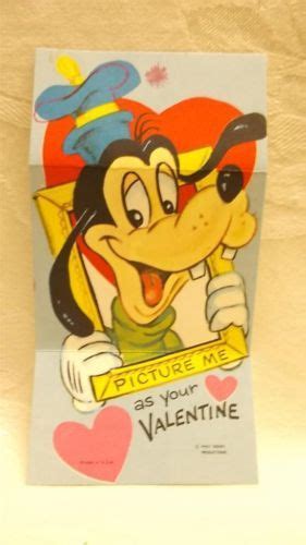Vtg Unused Disney Goofy Picture Frame Valentines Day Card Envelope