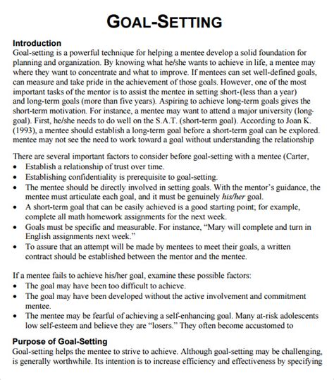 Free Sample Goal Setting Templates In Pdf Ms Word Hot Sex Picture