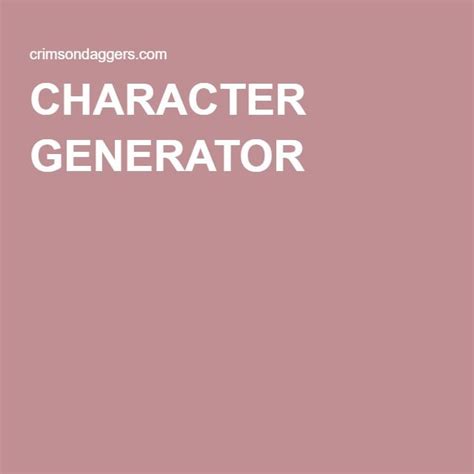 Character Generator Character Generator Character Appearance