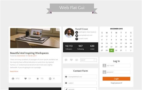 Web Flat Gui Ui Kit Responsive Web Template W3layouts