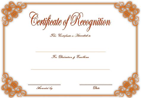 10 Downloadable Certificate Of Recognition Templates Free