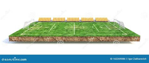 Sport Concept Football Field On A Piece Of Ground Isolation On A White Background Stock