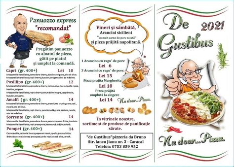 Speisekarte Von De Gustibus Caracal Pizzeria Da Bruno Caracal