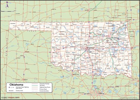 Oklahoma Wall Map With Counties By Mapsales