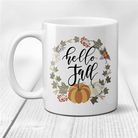 4.6 out of 5 stars. Hello Fall Ceramic Coffee Mug with Pumpkin and Fall ...