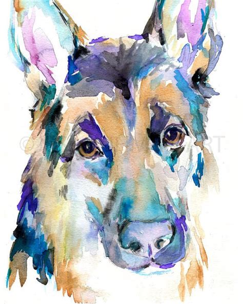 German Shepherd Watercolor Print Dog Watercolor Painting