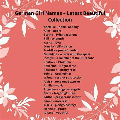 Top German Girl Names In 2020 Girl Names With Meaning German Names Girl Girl Names