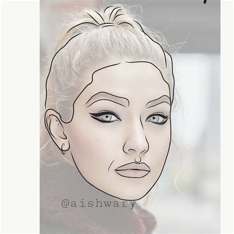 Gigi Hadid Vector Illustration Digital Portrait Sketch Model Adobe