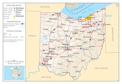 Large Detailed Map Of Ohio State Ohio State Large Detailed Map