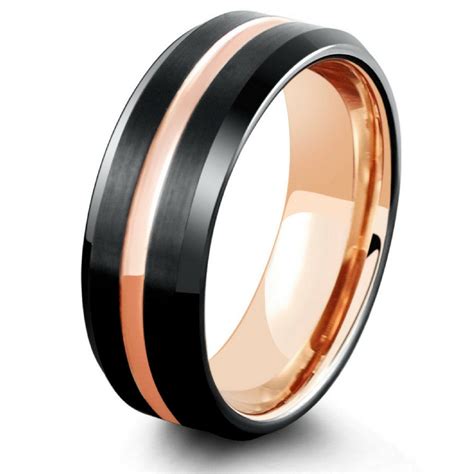 Mens 18K Rose Gold Black Tungsten Wedding Ring 2 ?v=1497462627