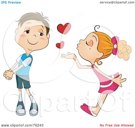 Royalty Free Rf Clipart Illustration Of A Blond Girl Blowing Heart