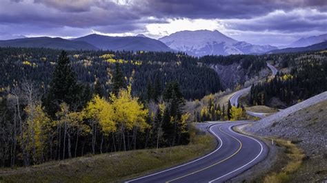 Curved Roadways Between Mountain Under Cloudy Sky 4k Hd Nature