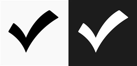 Check Mark Icon On Black And White Vector Backgrounds Stock