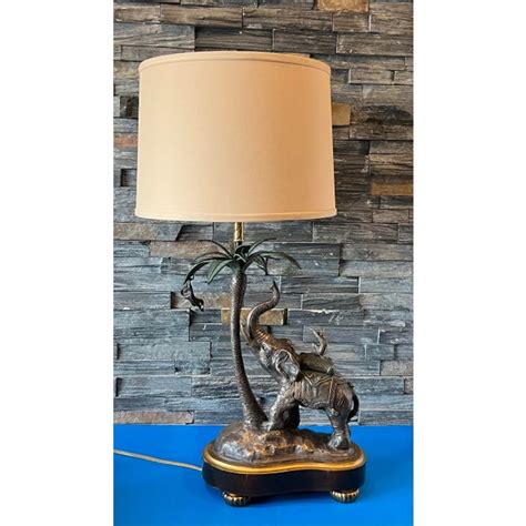 Vintage Frederick Cooper Elephant Monkey Palm Tree Table Lamp Chairish