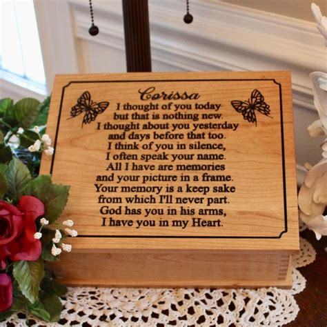 Memorial Keepsake Box I Thought Of You Today Quote On Handcrafted