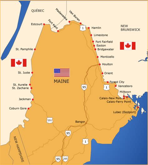Customs and border protection travel site. Map Of Canada And Maine - Maps of the World
