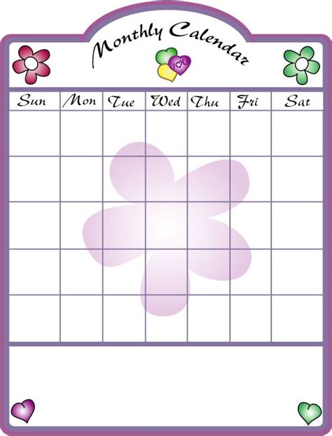 Printable Monthly Calendar For Kids Calendar Templates