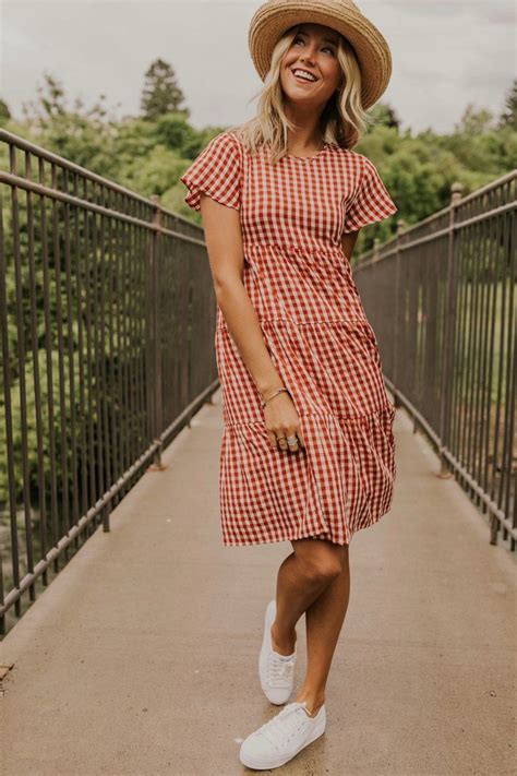 Red Gingham Dress Is Great For Summer Or Fourth Of July Modest Dress