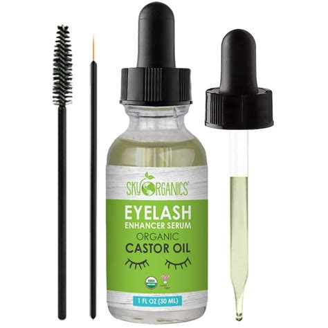 Organic Castor Oil Eyelash Serum By Sky Organics Cold Pressed 100