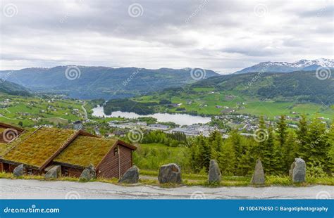 Panoramic View Of Voss Hordaland Norway Stock Photo Image Of