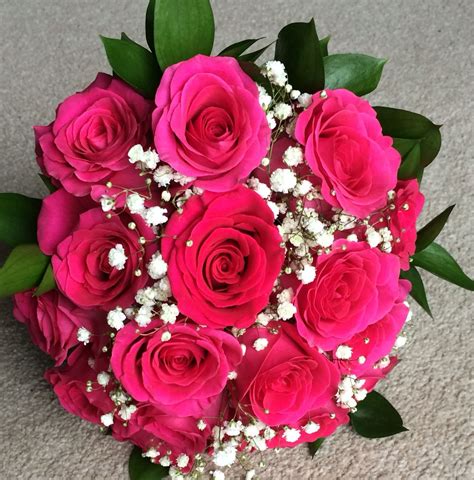 Bridal Bouquet Using Fabulous Vibrant Pink Roses Hot Pink Wedding