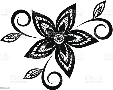 Black And White Floral Pattern Design Element Stock Vector