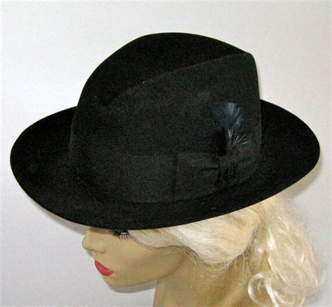 Vintage Black Stetson Fedora Hat By Royal Stetson 1960s