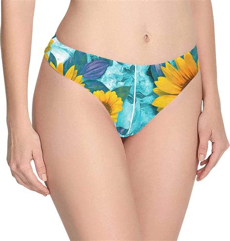 Amazon Com Custom Nolvelty Yellow Sunflower Women S Thongs Panties