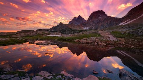 Reflection Lake Sunrise Sunset Clouds Wallpapers Hd Desktop And