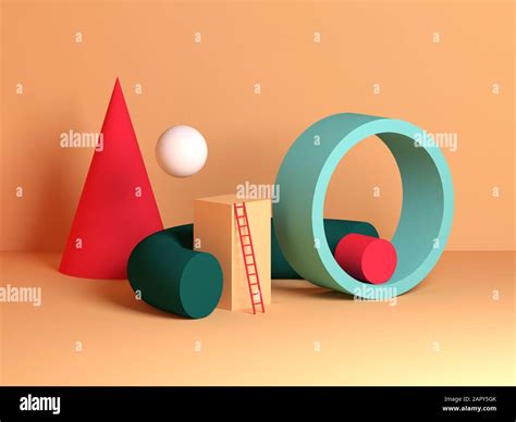 Abstract Colorful Still Life Installation Primitive Geometric Shapes