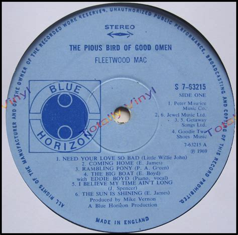 Totally Vinyl Records Fleetwood Mac The Pious Bird Of Good Omen Lp