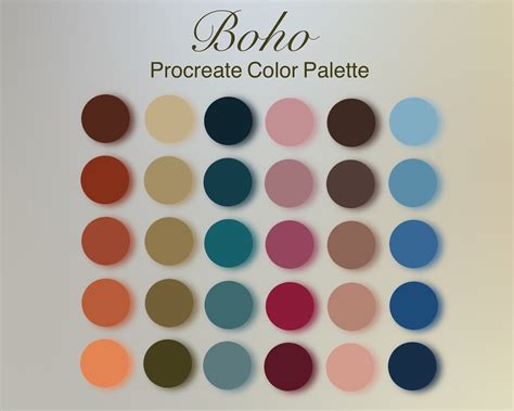 Boho Procreate Color Palette Procreate Swatches Ipad Etsy