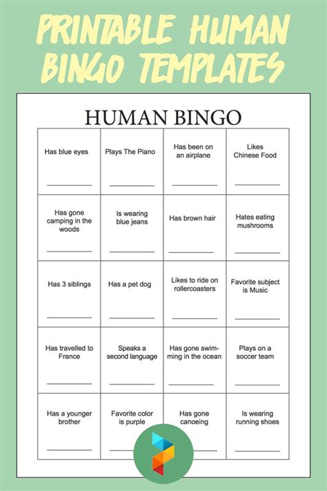 The Printable Human Bingo Game For Kids