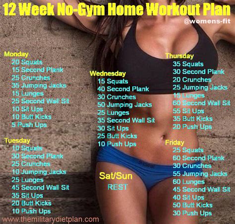 Along with working out, you will also need to eat a healthy diet and drink sufficient amounts of water so that the workout can yield positive results. Women's Fit: 12 Week No-Gym Home Workout Plans