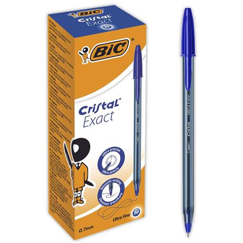 20 X Bic Cristal Exact Ultra Fine Ballpoint Pens 07mm Blue B 992605