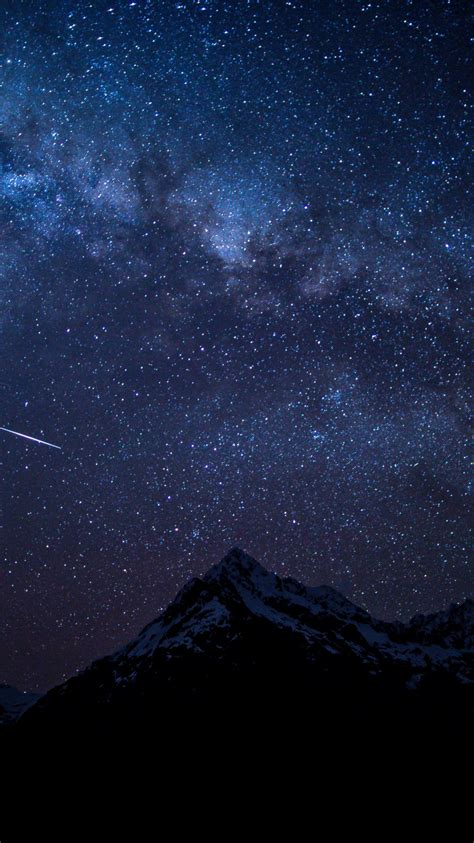 Download Wallpaper 750x1334 Starry Sky Night Mountains Nature