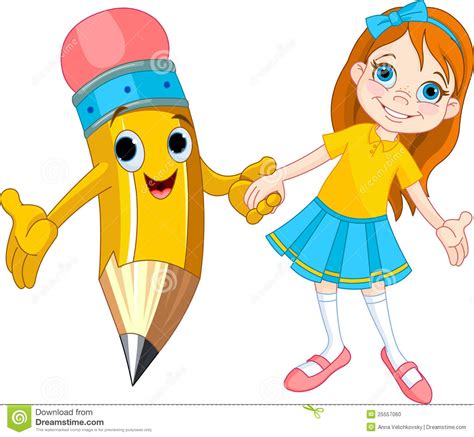 Girl And Pencil Stock Photo Image 25557060