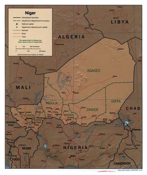 Large Political And Administrative Map Of Niger With Relief Roads