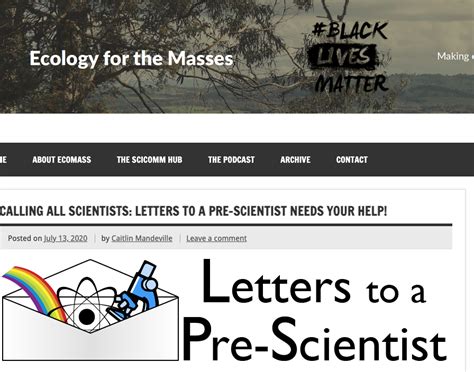 Calling All Scientists Letters To A Pre Scientist Needs Your Help