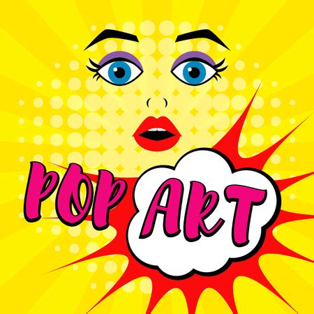 Pop Art Surprised Blond Woman Face With Open Mouth Vector Illustration