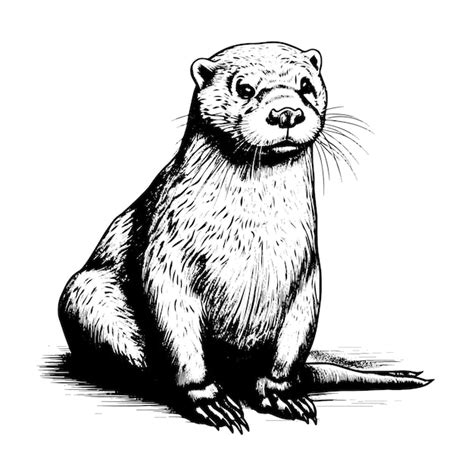 Premium Vector Otter Vector Drawing Isolated Hand Drawn Engraved