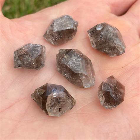 Herkimer Black Diamond Quartz Crystal Set Of 6 Etsy