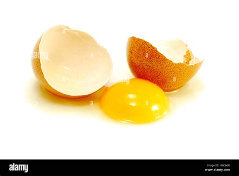 Broken Egg Isolated On White Stock Photo Alamy