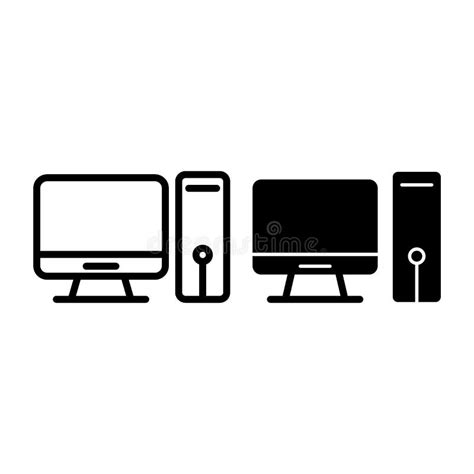 Desktop Computer Line Icon Personal Computer Vector Illustration