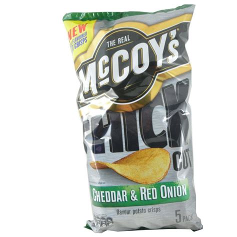 Mccoys Thick Cut Cheddar And Red Onion Flavour Potato Crisps 5 X 30g
